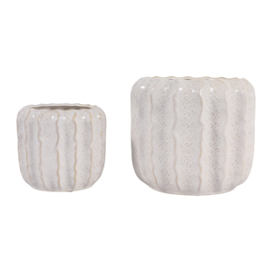 Vasi in ceramica a coste con design testurizzato per piante da interno ed esterno, set di vasi per succulente - Product Image 5