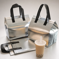 Sac isotherme jetable en aluminium argenté pour boissons chaudes/froides, café et livraison de repas à emporter
