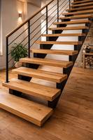 Escalier flottant sur mesure, escalier cantilever à monopoutre invisible, marches en bois massif pour projet résidentiel complet
