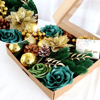 ESTICK Boîte Cadeau de Noël DIY Faite à la Main Style Américain en Résine Plastique et Mousse, Fleur de Rose Écologique pour Anniversaire et Fêtes