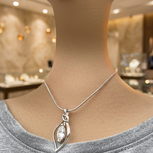 Pendentif en argent de style coréen avec pierre marquise de qualité supérieure, design de niche, vente en gros, prix de gros, pierre au choix pour femme, bijoux - Product Image 2