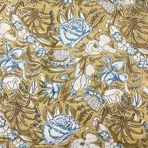 Tela de Voile de Algodón con Estampado Floral de 44 Pulgadas |   Textil de Algodón Indio Teñido a Mano |   Tela Ligera y Suave para Vestidos - Product Image 1