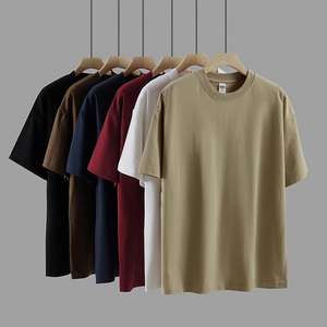 เสื้อยืดคอตตอน 100% 300gsm คุณภาพพรีเมียม ทรงโอเวอร์ไซส์ ใส่ได้ทั้งชายและหญิง สกรีนโลโก้ได้ คอกลม สีพื้น ทรงหลวม น้ำหนักมาก เสื้อยืดผู้ชาย - Product Image 1