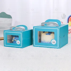 Mor pembe fırın kutuları Rts fincan kek net pencere ile kağit kutu ambalaj