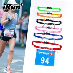 IRun özel yarış numarası kemer maraton triatlon koşu yarışı kemer bel kalça tutucular Polyester numarası kart kemer
