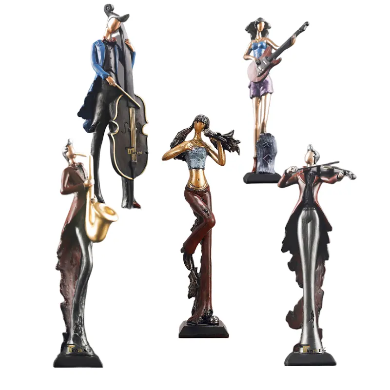 Artistic Resin musical Furnishing Ornament Figurines Statue Gift Set Custom Family Musicians Band Music Instruments For Decor