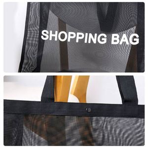 Bolsa de Compras de Malla Transparente Negra Personalizada con Logotipo, Bolsa de Almacenamiento para Playa y Viajes - Product Image 6