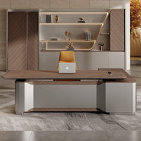 Bureau de direction polyvalent, ergonomique et moderne avec hauteur réglable, bureau assis-debout électrique et capacités de rangement.