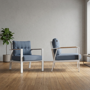 Fauteuil de bistrot moderne en aluminium avec coussin et accoudoirs, idéal pour l'extérieur, la terrasse ou le restaurant, avec oreiller décoratif - Product Image 3
