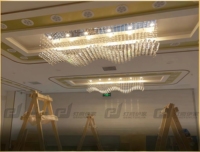 JYLIGHTING Lustre suspendu rectangulaire en cristal, design vagues ondulantes, pour hôtels, villas et projets d'ingénierie