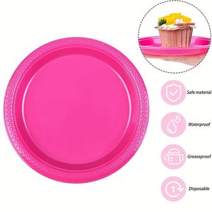 Assiettes de présentation rondes modernes en PS, élégantes, fantaisie, épaisses, écologiques et jetables pour dîner et dessert - Product Image 3