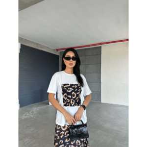 Camiseta Básica con Estampado de Leopardo para Mujer, 100% Algodón Jersey, Manga Regular, Estampada - Product Image 2