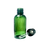 Flacon de bouteille PET en plastique à vis d'huile essentielle cosmétique verte de 45ml avec bouchon compte-gouttes en plastique