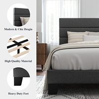 Lit superposé moderne en bois avec cadre de lit capitonné en tissu velours, taille California King, taille Queen, meubles de chambre à coucher, ensemble de lit