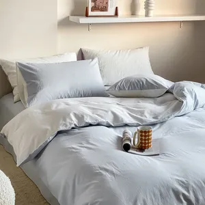 Có thể đảo ngược hai giai điệu 100% rửa preshrunk bông Duvet Quilt Cover bedding Set bão màu xanh rắn màu sắc cho tất cả các mùa