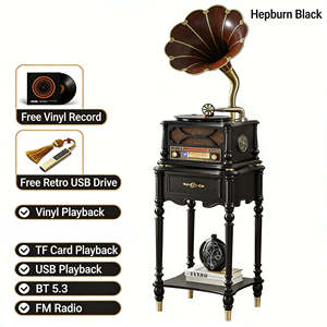 Système d'enceintes phonogrames vintage de luxe sur mesure, tout-en-un, avec radio FM, USB et support en bois pour la décoration audio à domicile - Product Image 5
