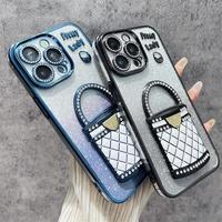 Nouvel arrivage Coque de téléphone avec support de miroir de maquillage caché pour Huawei P70 pro Strass incrustés TPU souple pour femmes