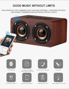 スクエアバンブーラウド木製ポータブルBoomboxサウンド機器ミニアンプ強力ベースDJワイヤレスプロフェッショナルパーティースピーカー - Product Image 4