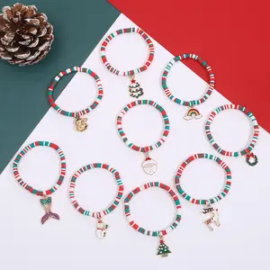 Moda Natal Crianças Pulseira Dos Desenhos Animados Soft Clay Pulseira Festa Decoração Jóias Pulseira de Natal atacado N95282