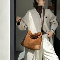 ODM&OEM 2026 Nouveaux Sacs Fourre-Tout Grande Capacité en Daim et Cuir Véritable Haut de Gamme, Tendance Urbaine, Fabrication Personnalisée par Fournisseur