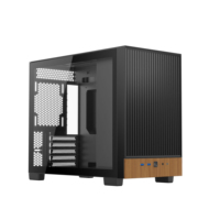Ruix Matrix Mesh Panel Mid-Tower Wooden Gaming PC Case Left Side Tempered Glass Novelty & Fashion MicroATX Desktop Computer Case