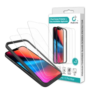 For iPhone Screen Protector Tempered Glass For iPhone 13 14 15 Screen Protector 3 Pack With Installation Kit Frame