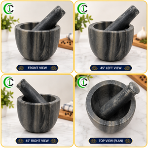 CCI Natural Marble Spice Grinder Set 3 Inch Stone <b>Mortar</b> and <b>Pestle</b> with Matching Marble Handle for Grinding Fresh Herbs Seeds - Product Image 3