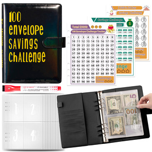 Wholesale 100 Envelope Savings Challenge <strong>Binder</strong> A5 PU Leather <strong>Budget</strong> <strong>Binders</strong> with Inserts Money Saving Wallet for Budgeting - Product Image 4