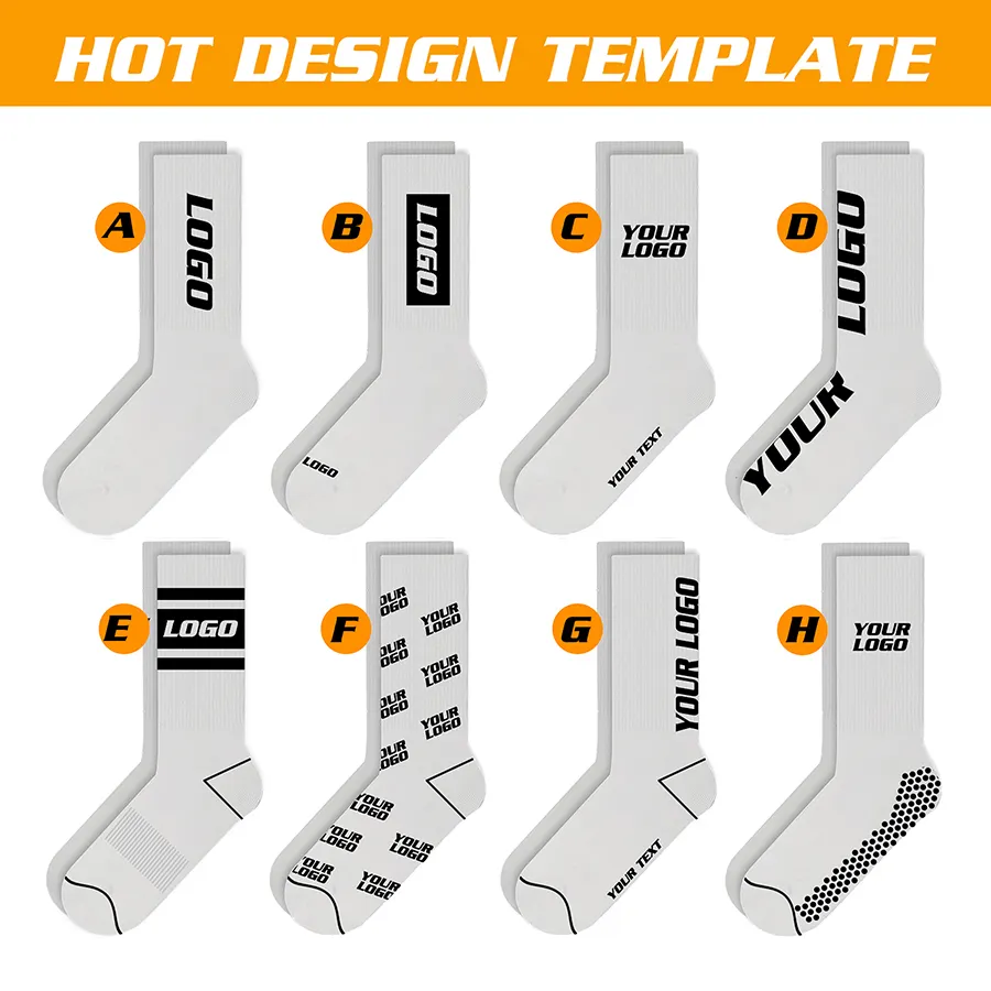 DESIGN GRATUIT & MOCK-UP Chaussettes de sport en coton personnalisées avec votre propre logo Chaussettes de sport personnalisées avec logo personnalisé