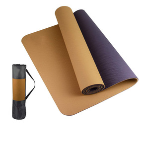 Ecologische yogamat 6MM dik, dubbele laag, antislip fitnessmat met uitlijningslijnen, draagtas, groothandel vanuit de fabriek - Product Image 3