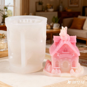 Easter Bunny House Silicone Mold For Candle Making Home Decor Craft <b>DIY</b> <b>Kit</b> Customizable Shape - Product Image 3