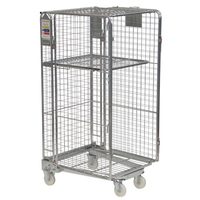 Chariot de rangement pliable en fil d'acier galvanisé, 4 côtés, entrepôt portable, chariot de stockage mécanique, Cage à linge