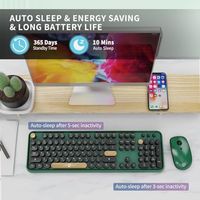 OEM ODM Wireless Keyboard and Mouse Combo Full Size 104 Keys 24 GHz Retro Round Keycap Design USB Receiver Plug and Play for Win
