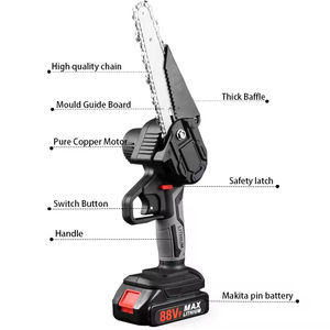 <span class=keywords><strong>Mini</strong></span> tronçonneuse <span class=keywords><strong>sans</strong></span> <span class=keywords><strong>fil</strong></span> de 4 pouces, tronçonneuse électrique portable 18V, sécateur à chaîne pour arbres de cour - Product Image 6