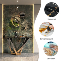 Lámina de PVC de Alto Brillo con Aspecto de Mármol, Panel de Pared Fácil de Instalar para Decoración Interior Comercial