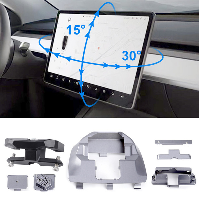 Tesla Model 3 Y Dash Frame Alloy Matte Finish 15 30 Degree Rotation Car Mount Kit