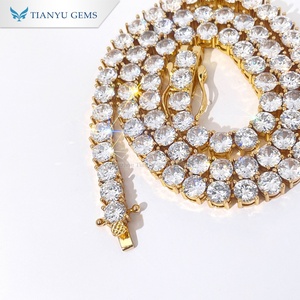 สร้อยคอเทนนิส Tianyu Gemstone ชุบทอง ประดับด้วยเพชรคิวบิกเซอร์โคเนียเม็ดใหญ่ เครื่องประดับฮิปฮอปสุดเทรนดี้ - Product Image 3