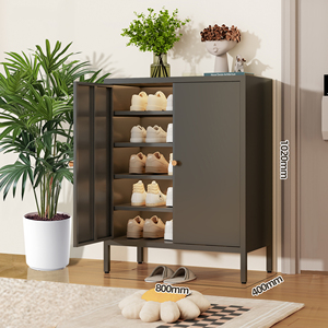 Mobile Contenitore Moderno in Metallo con 5 Cassetti e 2 Ante <span class=keywords><strong>Scarpiera</strong></span> in Acciaio e Portascarpe in Ferro per Ingresso - Product Image 6