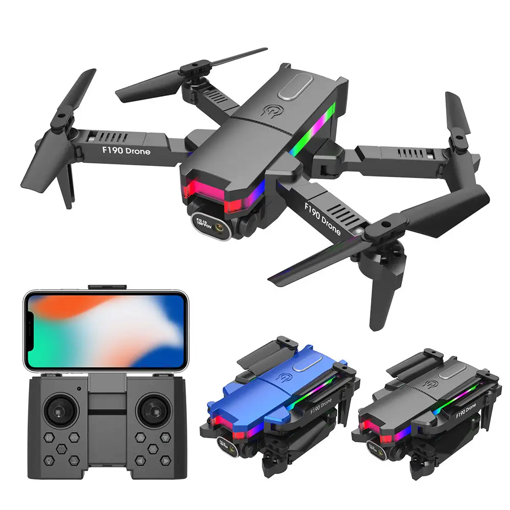 F190 Wifi Fpv Drone With Wide Angle 4k hd Camera Height Hold Rc Foldable Quadcopter drone 4K Camera Drones