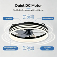 Ventilateur de plafond moderne 2-en-1 avec lumière, en fer et acrylique, anneau double couche, 6 vitesses réglables, lampe LED pour la maison