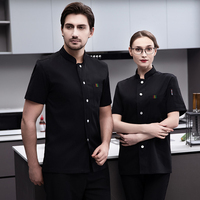 Chemise d'été à manches courtes pour hommes, uniformes de restaurant et de bar, vêtements de travail, vestes de chef cuisinier avec logo brodé