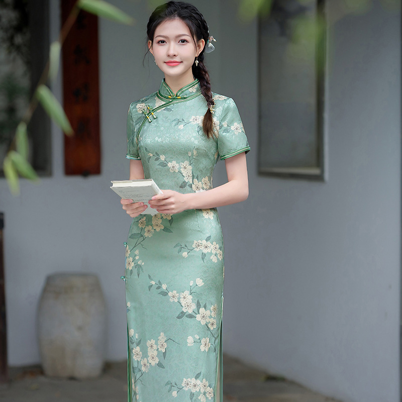 Green M Chinese Dresses - 2025 New Style Elegant