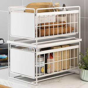 Multifunction Foldable Under Sink Organizer Sliding Storage Rack Pull Out No Drill Bolt <b>Inserting</b> Lacquer Finish <b>Shelf</b> - Product Image 5