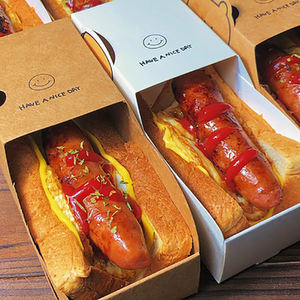 LOKYO Cartón de grado alimenticio, papel Kraft, embalaje de perritos calientes, cajón para llevar, sándwich asado, caja de panadería - Product Image 2