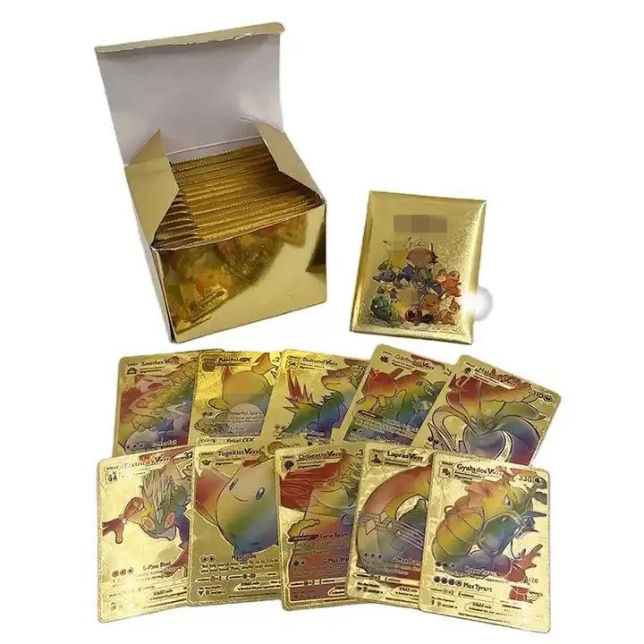 2024 gran oferta 150 hojas Anime Booster Battle Card Pet Cartoon Gold Foil Plated Cards Game Card