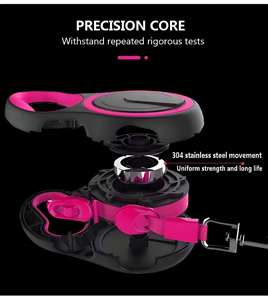 Laisse de chien rétractable de 5 mètres, rose et noire, classique, simple, élégante, de luxe, à dégagement rapide, design durable, accessoire personnalisé - Product Image 4