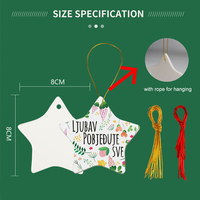 Vente chaude Ornements de Noël vierges personnalisés en forme d'étoile Blancs d'ornement en céramique de sublimation pour presse à chaud