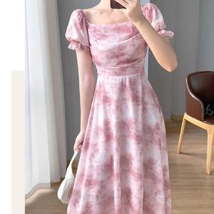 Nouvelle Robe d'Été Tendance Décontractée pour Femme Élégante en Mousseline de Soie à Manches Bouffantes Coupe Trapèze Maxi à Motifs Floraux - Product Image 6