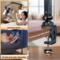 Bras télescopique à double ventouse en alliage d'aluminium Pince magnétique pour téléphone portable Pince de bureau à angle réglable