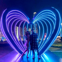 LED Paysage Art Sculpture Métallique 3D en Forme de Coeur Lumière Extérieure DMX SPI Bande Lumineuse avec Contrôle Madrixs